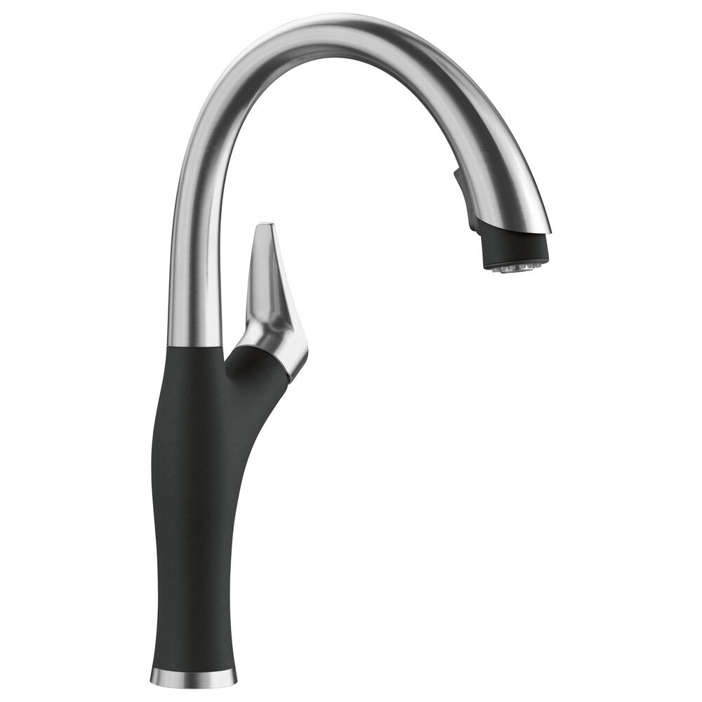 Blanco Artona 1.5 GPM High-Arc Pull-Down Kitchen Faucet in Stainless Steel and Coal Black, , large