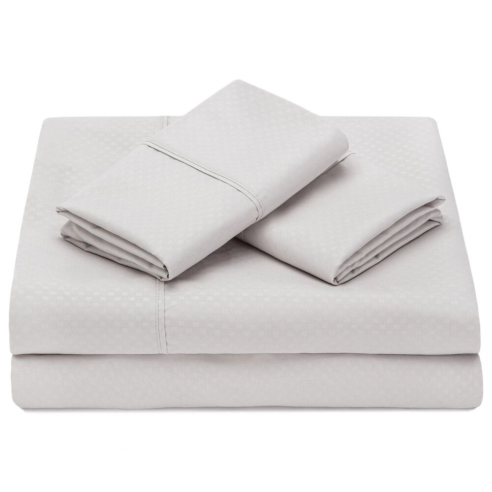 4-Piece King Checkered Emboss Sheet Set in Modern Gray, , large