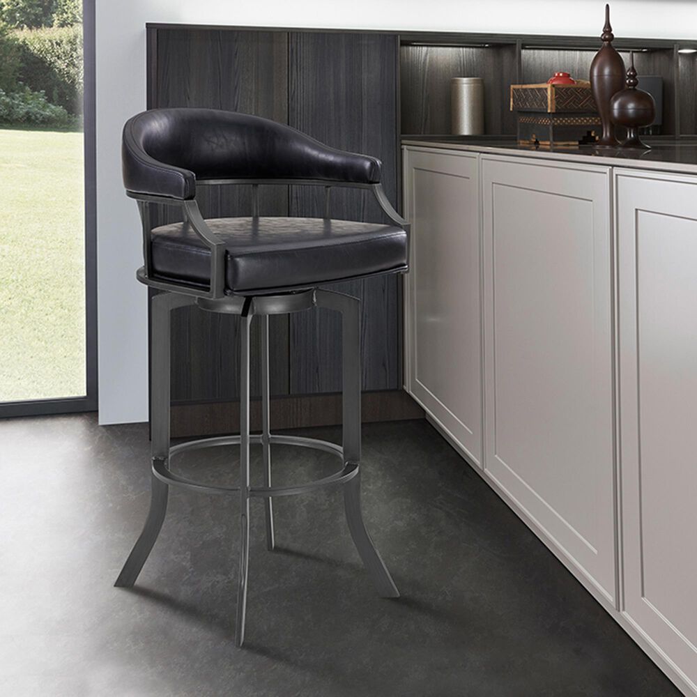 Blue River Edy Swivel 26&quot; Counter Stool with Black Cushion in Mineral, , large