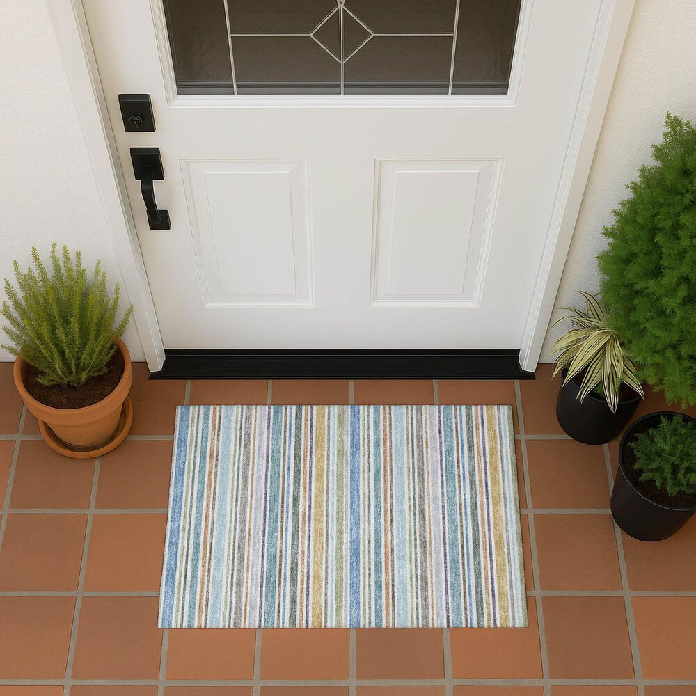 Dalyn Rug Company Soft Essentials Striped Seaside 1'8" x 2'6" Indoor/Outdoor Area Rug, , large