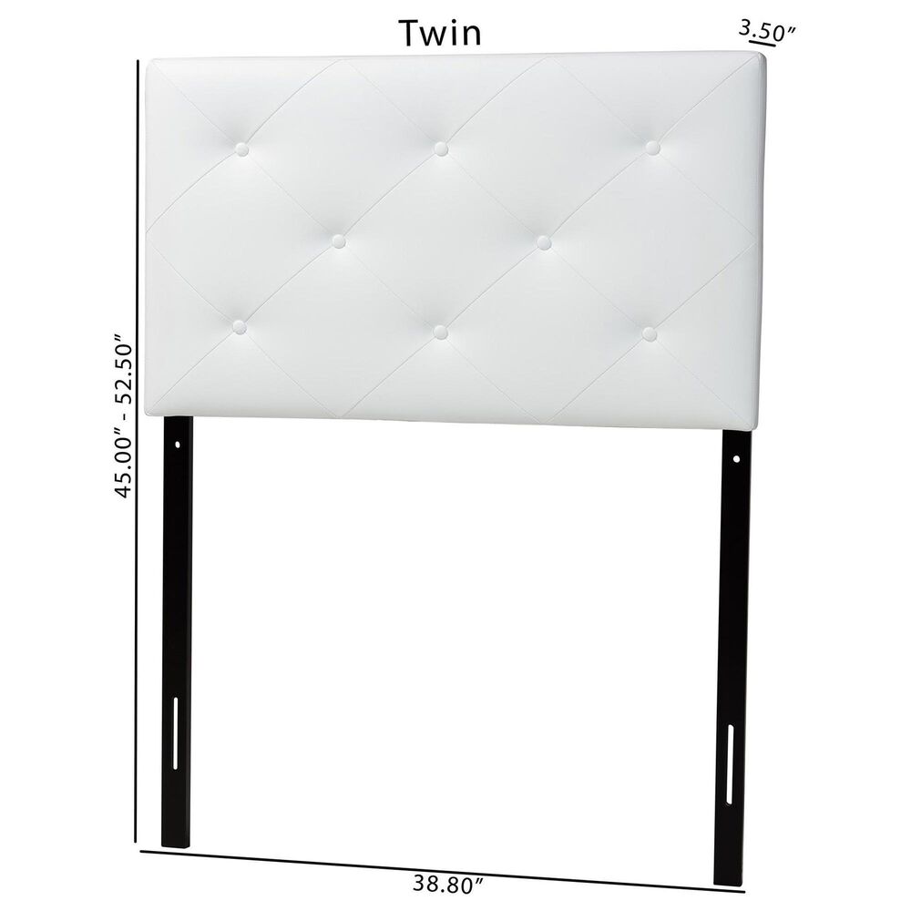 Baxton Studio Baltimore Twin Upholstered Headboard in White, , large
