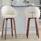 LumiSource Dahlia Swivel Bar Stool with Cream Faux Leather Upholstery in Walnut and Chrome (Set of 2), , large