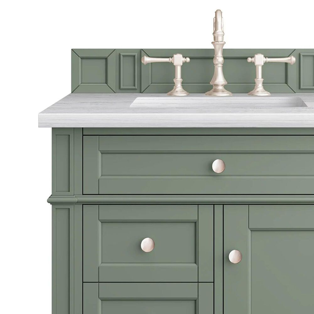 James Martin Vanities Brittany 30&quot; Single Bathroom Vanity in Smokey Celadon with 3 cm Arctic Fall Solid Surface Top and Rectangular Sink, , large