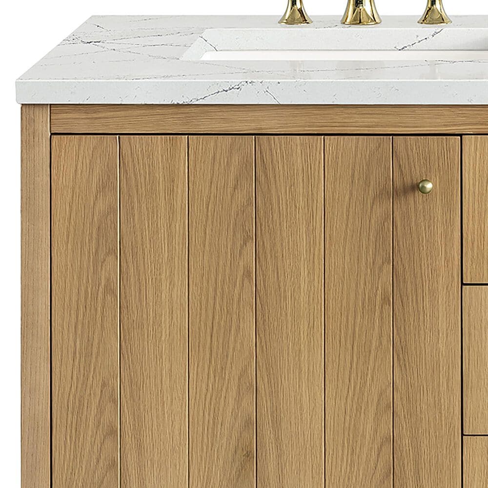 James Martin Vanities Hudson 60&quot; Double Bathroom Vanity in Light Natural Oak with 3 cm Ethereal Noctis Quartz Top and Rectangular Sinks, , large