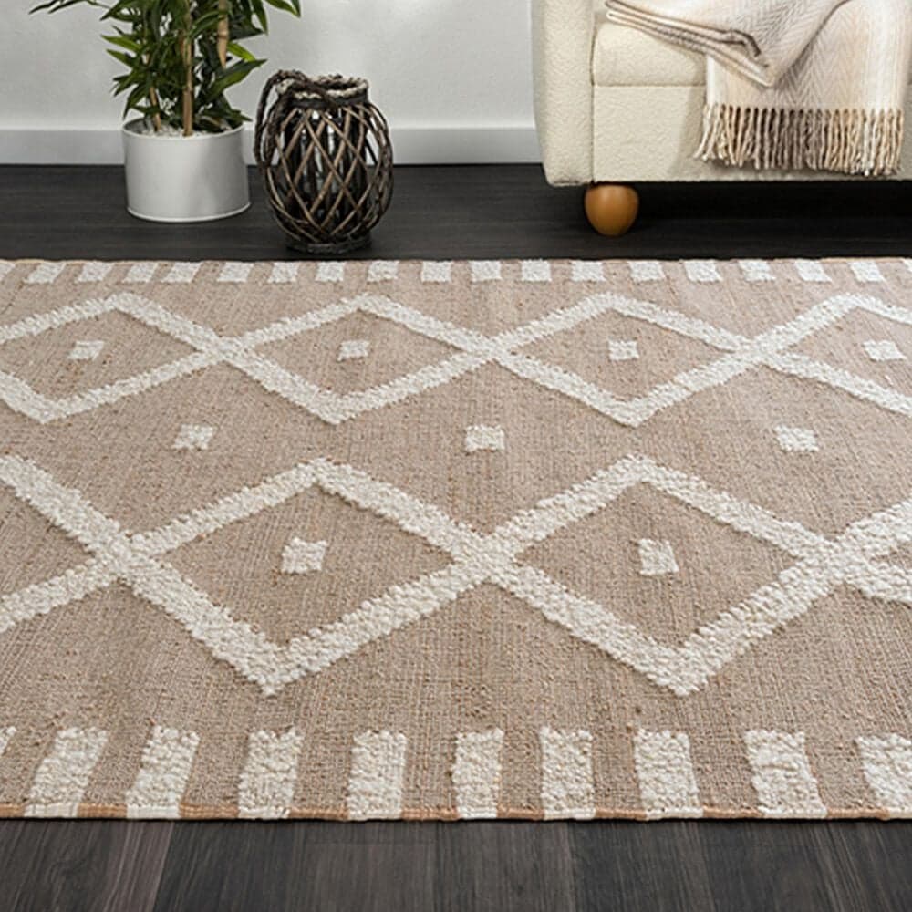 L&amp;R Resources Geoblend 7&#39;9&quot; x 9&#39;9&quot; Beige and Natural Area Rug, , large