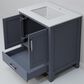 Lexora Home Jacques 30" Single Bathroom Vanity in Dark Grey with 2 cm White Cultured Marble Top and Rectangular Sink, , large