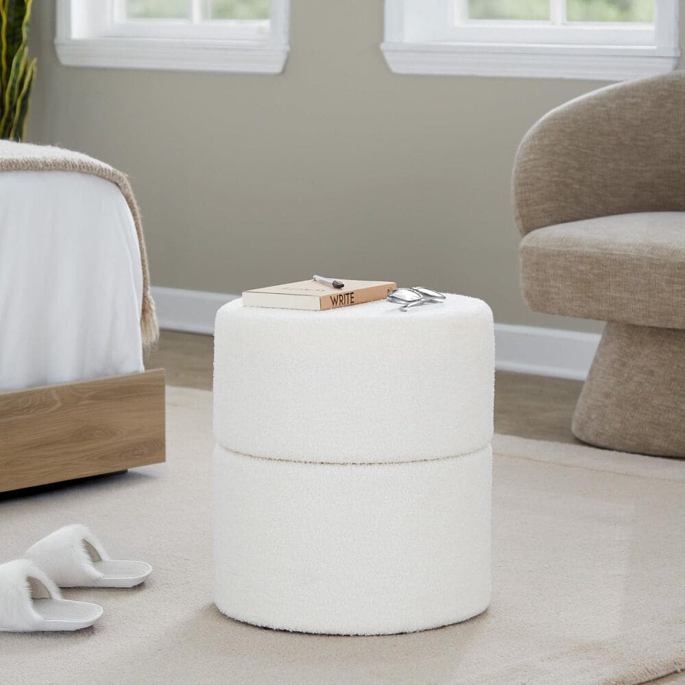 LumiSource Spin 18" Swivel Ottoman in Cream, , large