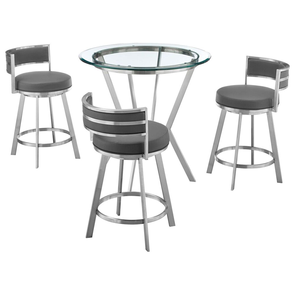 Blue River Naomi and Roman 4-Piece Counter Height Dining Set in Stainless Steel, , large