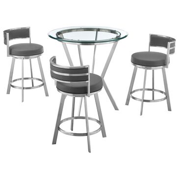 Blue River Naomi and Roman 4-Piece Counter Height Dining Set in Stainless Steel, , large