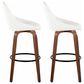 LumiSource Diana 30" Swivel Barstool with White Faux Leather Upholstery in Walnut and Black (Set of 2), , large