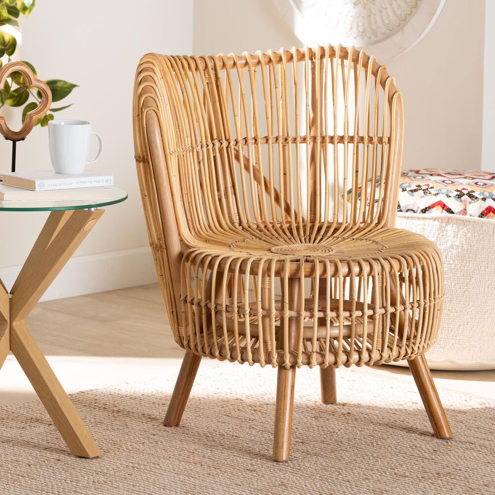 Baxton Studio Nagoya Wide Seat Lounge Chair in Natural Brown, , large