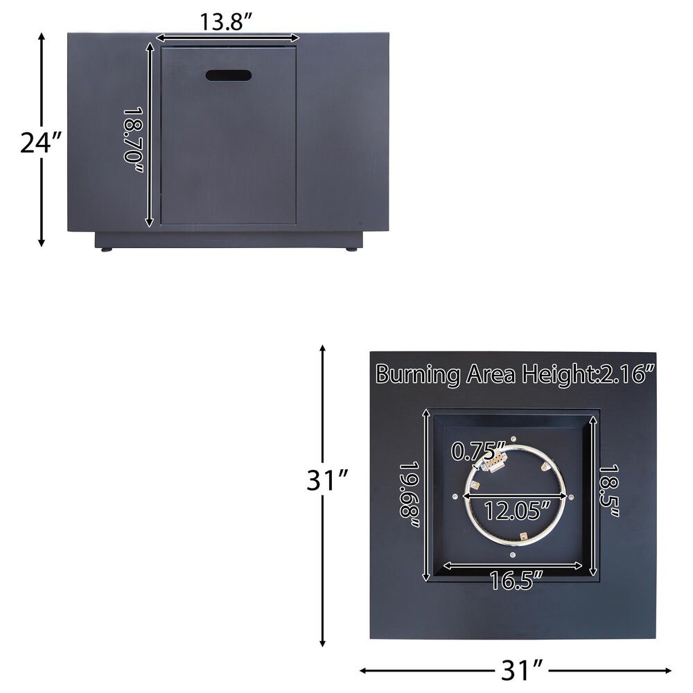 Hearth and Haven 33&quot; Square Iron Fire Pit in Dark Grey, , large