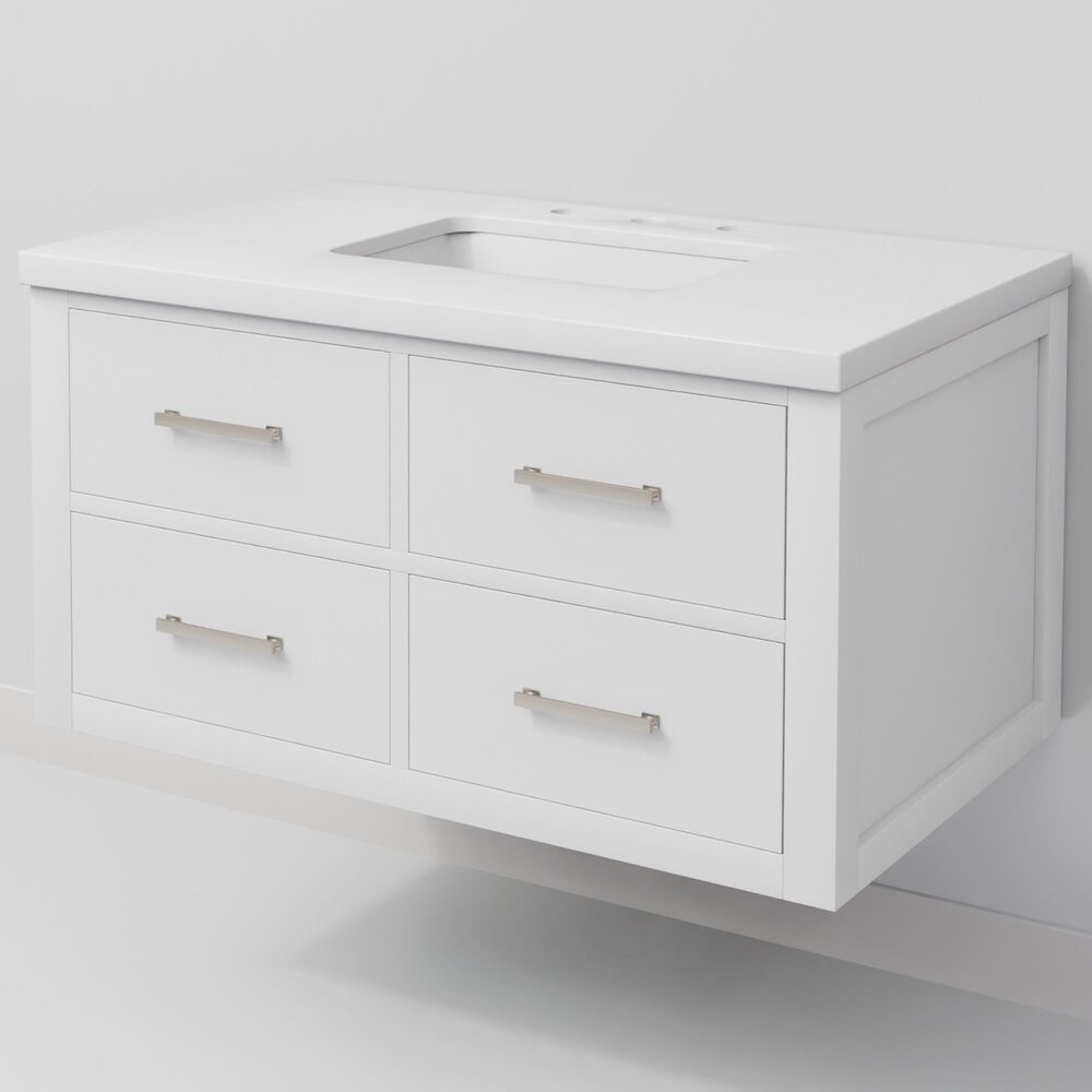 Lexora Home Castor 36" Single Bathroom Vanity in White with 2 cm White Cultured Marble Top and Rectangular Sink, , large