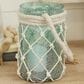 Maple and Jade 5" x 16" Indoor/Outdoor Candle Lantern with Rope Handle in Frosted Blue and Cream, , large