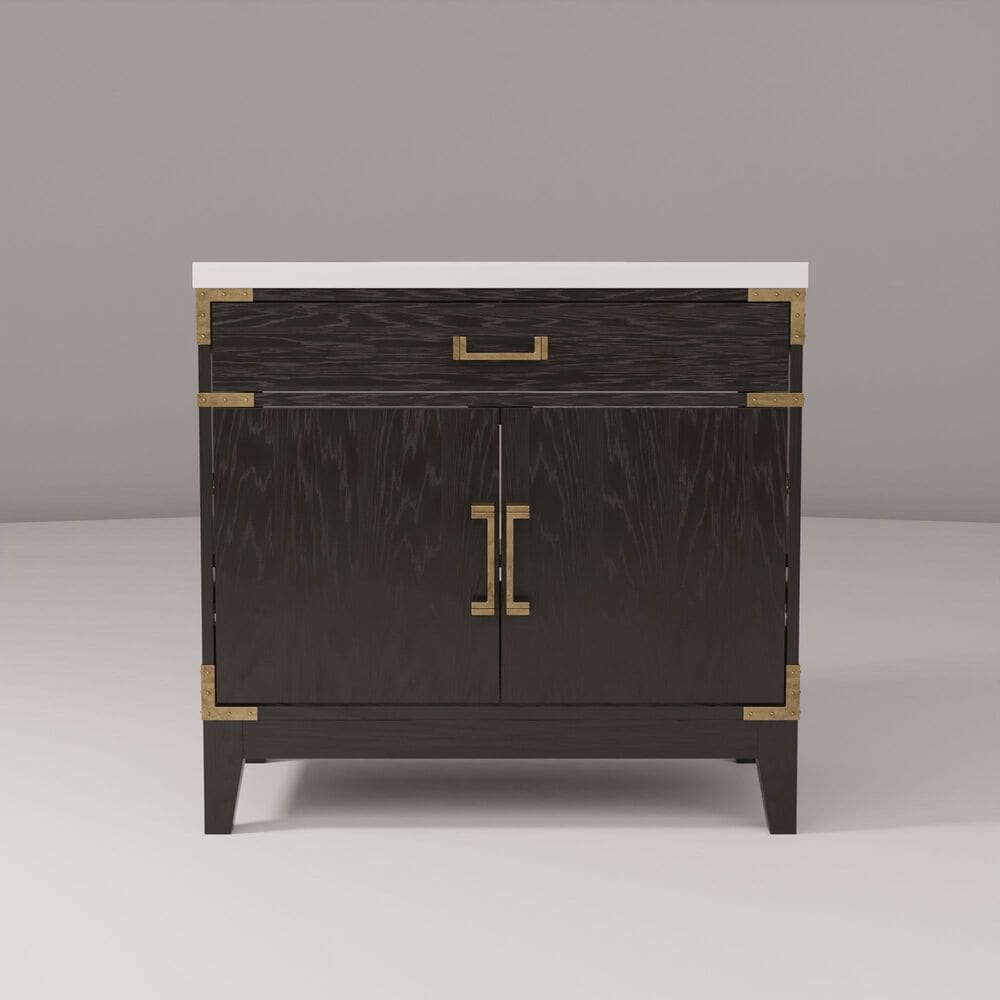 Lexora Home Laurel 36&quot; Single Bathroom Vanity in Black Oak with White Quartz Top and Rectangular Sink, , large