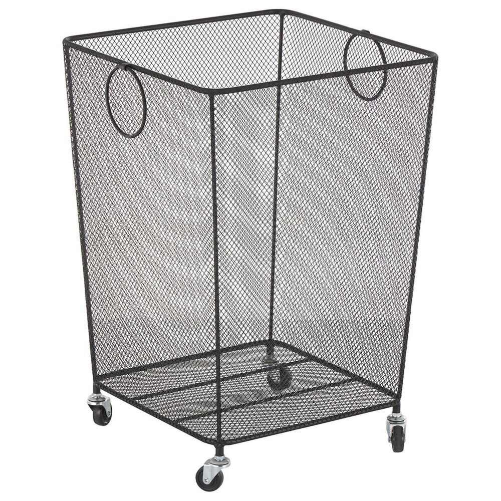 Maple and Jade Laundry Storage Cart with Ring Handles in Matte Black, , large