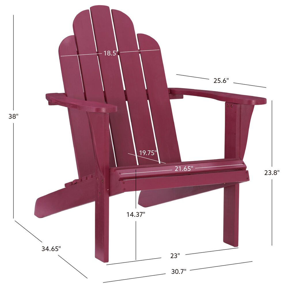 Linon Home Decor Adirondack Patio Chair in Red, , large