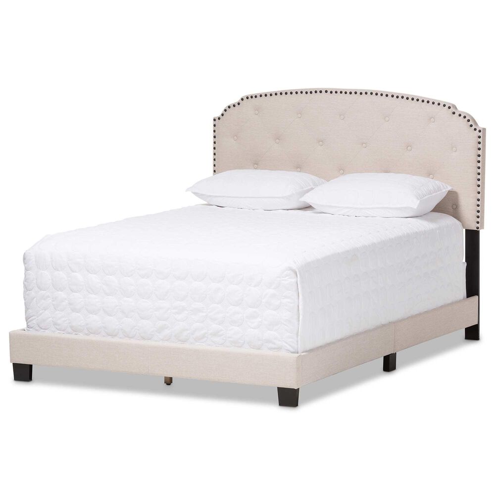 Baxton Studio Lexi King Panel Bed in Light Beige, , large