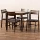 Baxton Studio Lovy 5-Piece Square Dining Set with Gray Fabric in Dark Walnut, , large
