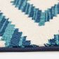 Central Oriental Terrace Tropic Scalene 6"7" x 9"6" White and Blue Area Rug, , large