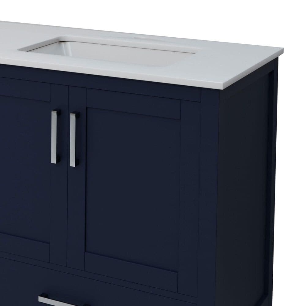 Lexora Home Jacques 72" Double Bathroom Vanity in Navy Blue with 2 cm White Quartz Top and Rectangular Sinks, , large