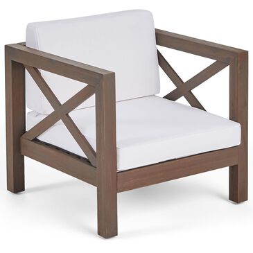 Hearth and Haven Brava Outdoor Club Chair with White Cushion in Grey, , large