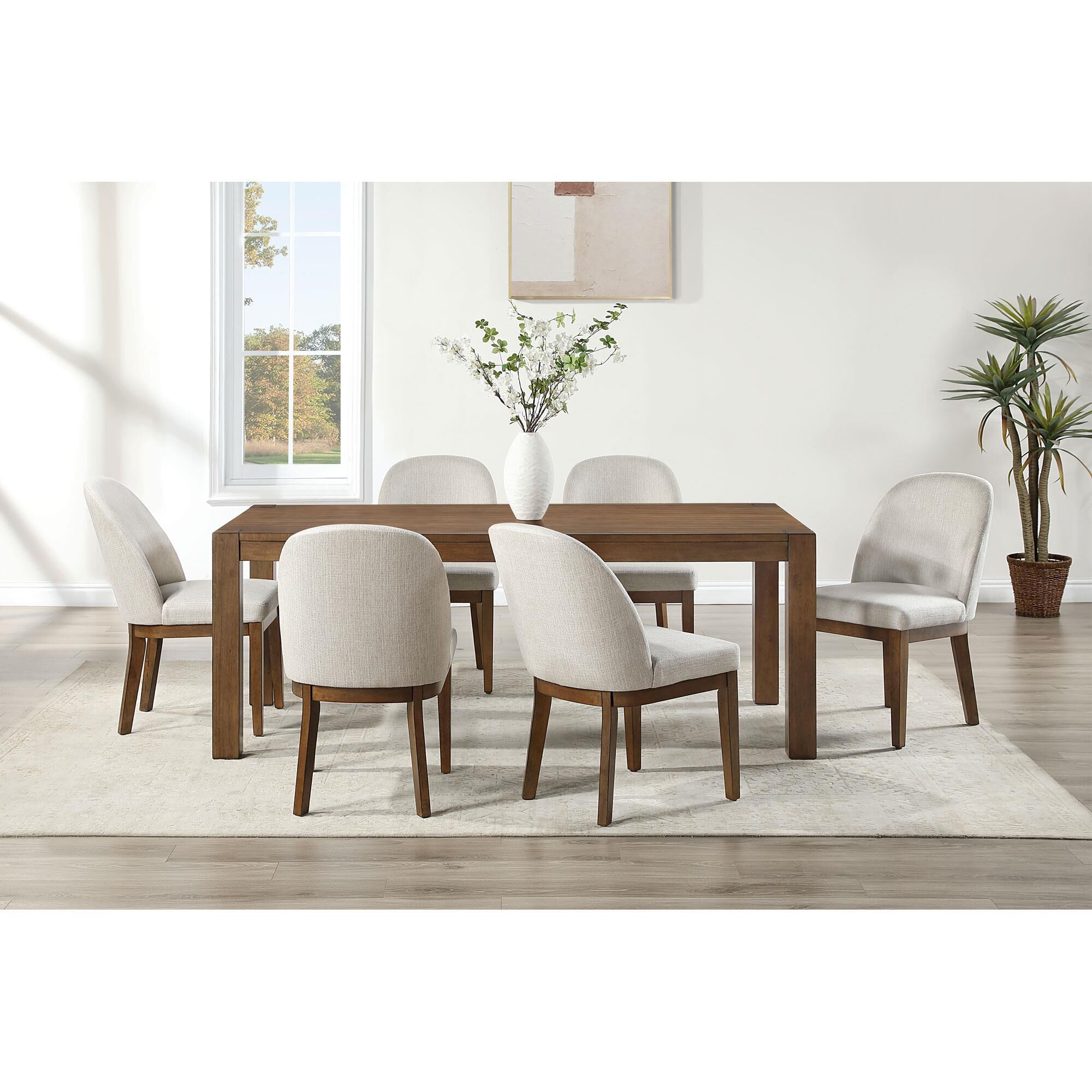 New Heritage Phoenix 7-Piece Rectangular Dining Set in Chestnut Brown