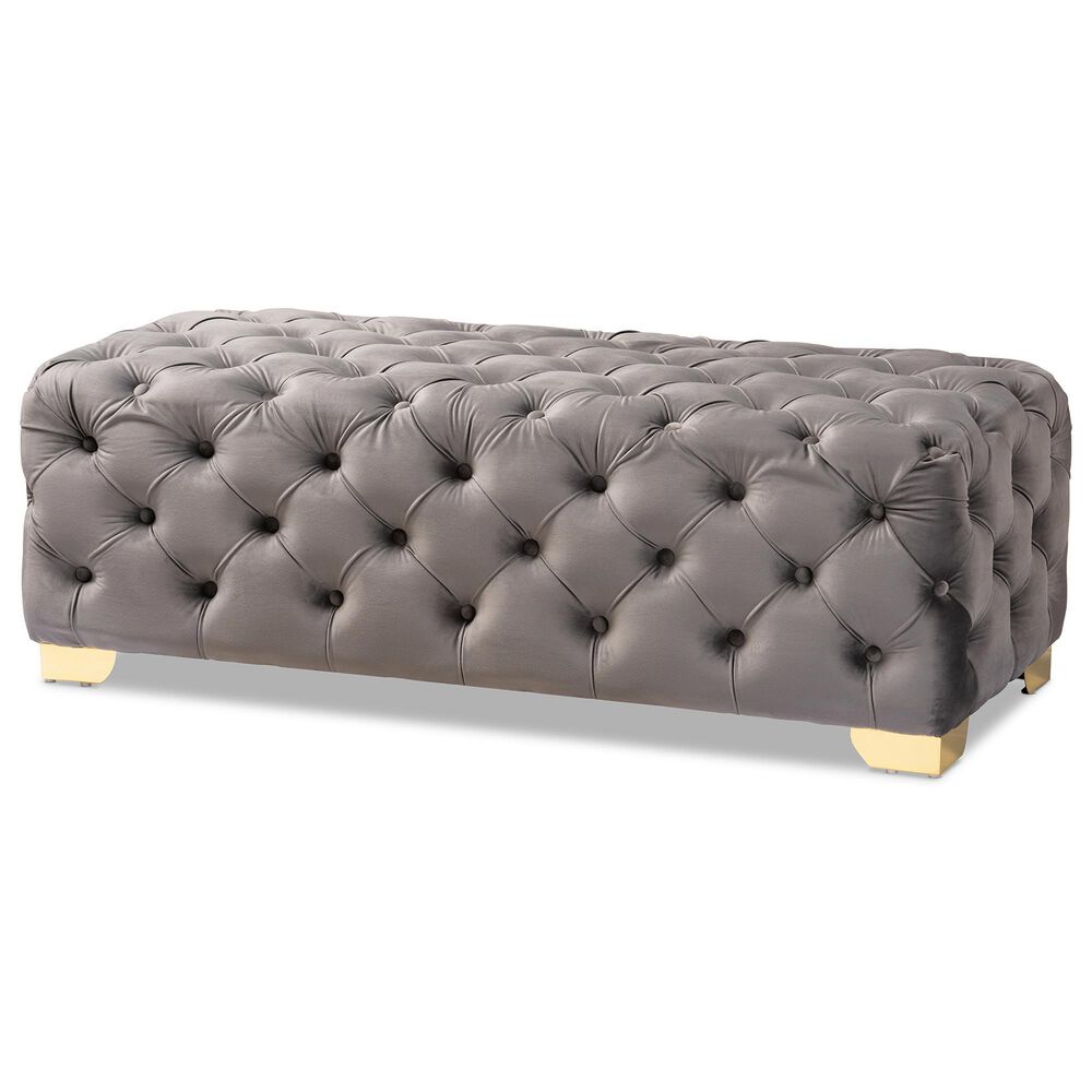 Baxton Studio Avara Bench Ottoman in Gray, , large