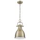 Golden Lighting Duncan 1-Light Small Pendant with Chain in Aged Brass, , large