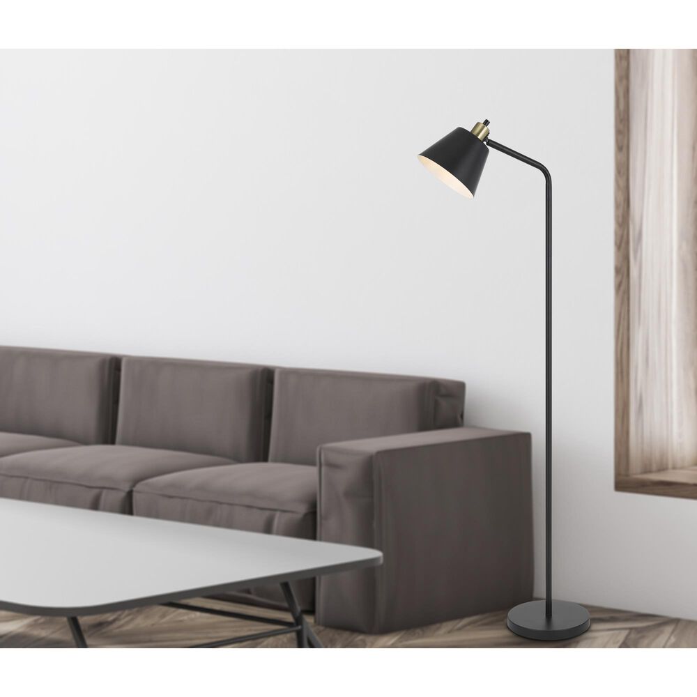 Cal Lighting BrassLine Floor Lamp in Matte Black, , large