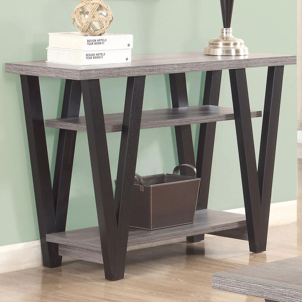 Pacific Landing Higgins V-Shaped Sofa Table in Black and Antique Grey, , large