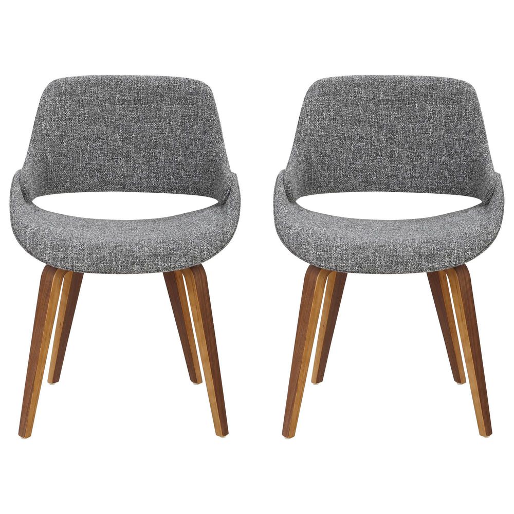 Lumisource Fabrico Side Chair with Grey Noise Upholstered in Walnut &#40;Set of 2&#41;, , large