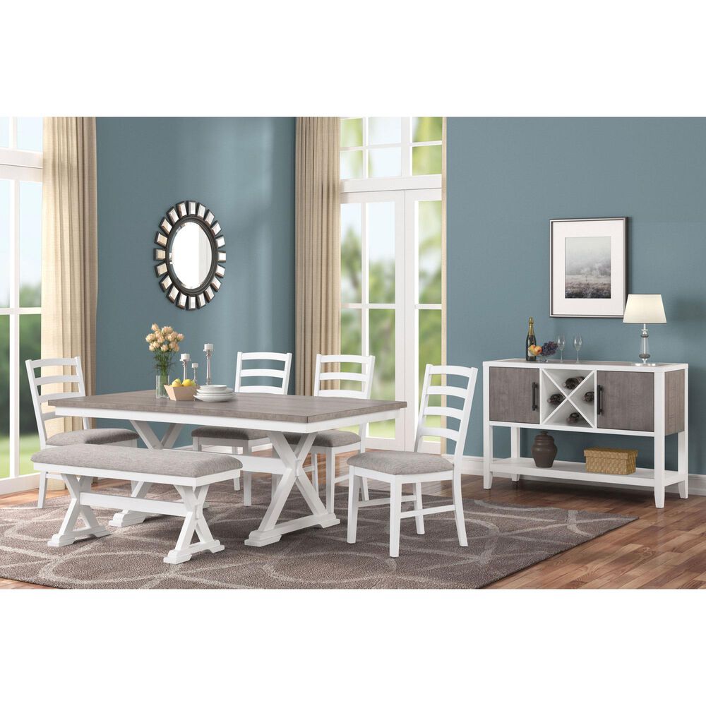 Lifestyle Set of 2 - Dining Side Chair in White Finish with Light Gray Upholstered Seats, , large