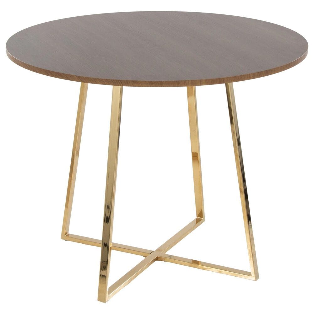 LumiSource Cosmo Contemporary Dining Table in Gold Metal and Walnut Wood by LumiSource, , large