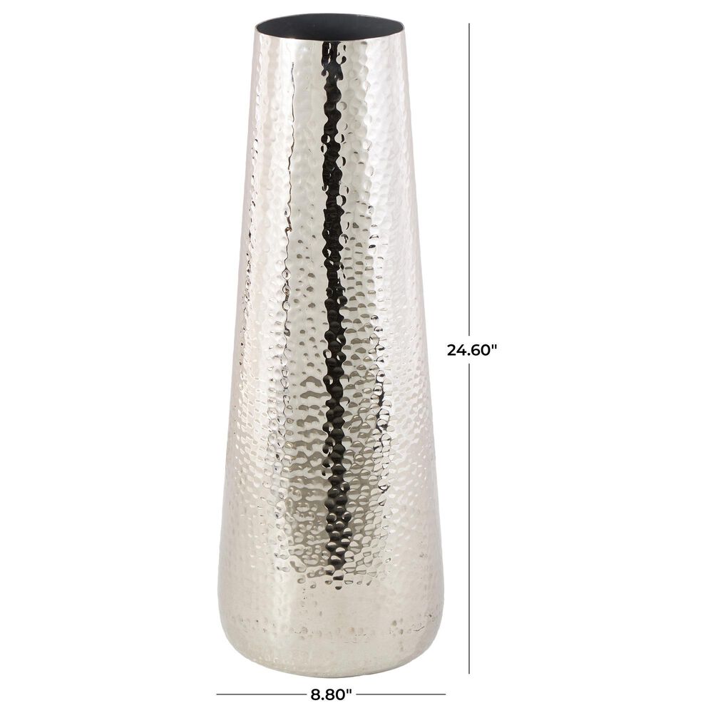 Maple and Jade 25&quot; Tall Hammered Decorative Vase in Polished Silver, , large