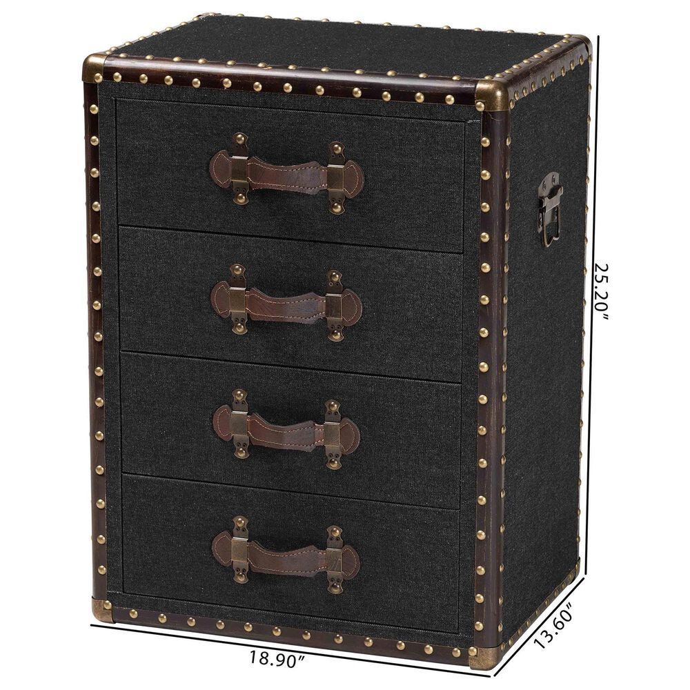 Baxton Studio Jaelyn 4-Drawer End Table in Black, , large