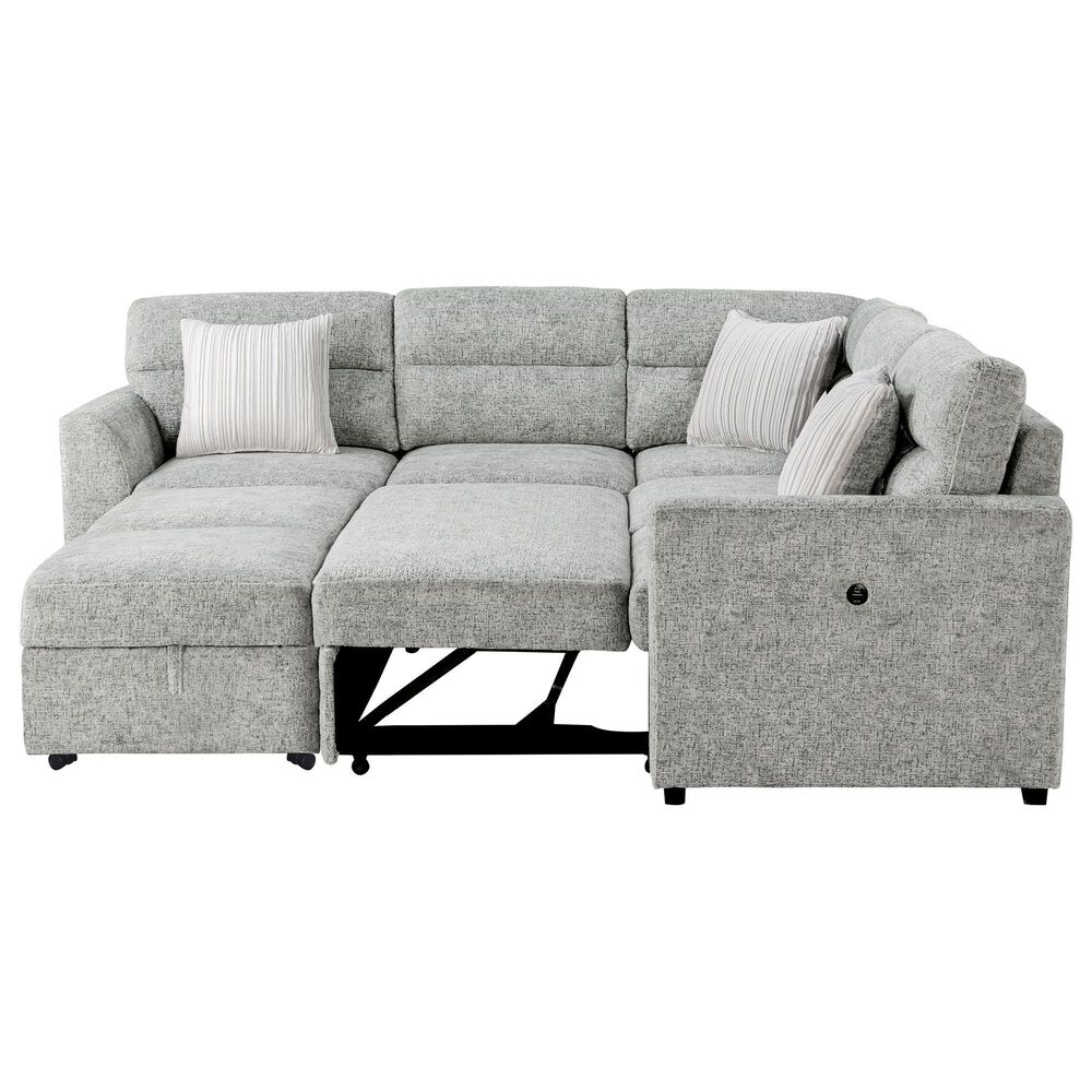 Global Furniture USA Walker 6-Piece Convertible Sectional in Nickel, , large