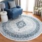 Safavieh Isabella 6"7" Round Cream and Dark Blue Area Rug, , large