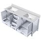 Lexora Home Jacques 72" Double Bathroom Vanity in White with 2 cm White Quartz Top and Rectangular Sinks, , large