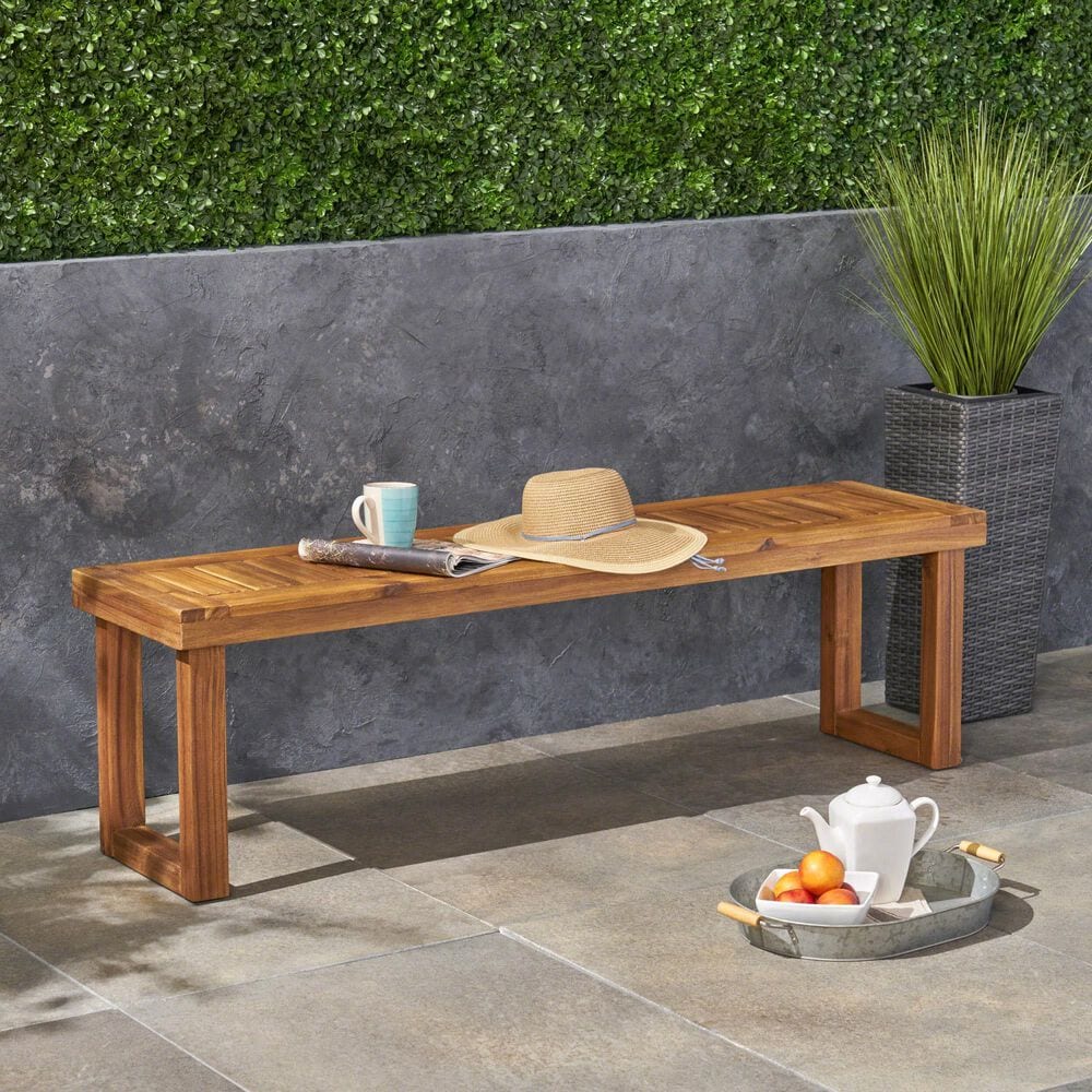 Hearth and Haven Nestor Patio Bench in Natural, , large