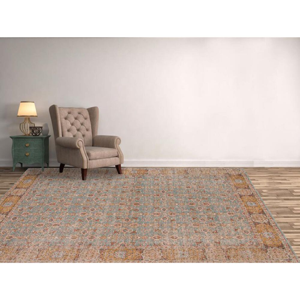 Amer Rugs Eternal 7&#39;6&quot; x 9&#39;6&quot; Teal and Gold Area Rug, , large