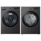 LG 5 Cu. Ft. Front Load Washer with 25 Wash Cycles and 7.4 Cu. Ft. Gas Dryer Laundry Pair in Black Steel, , large