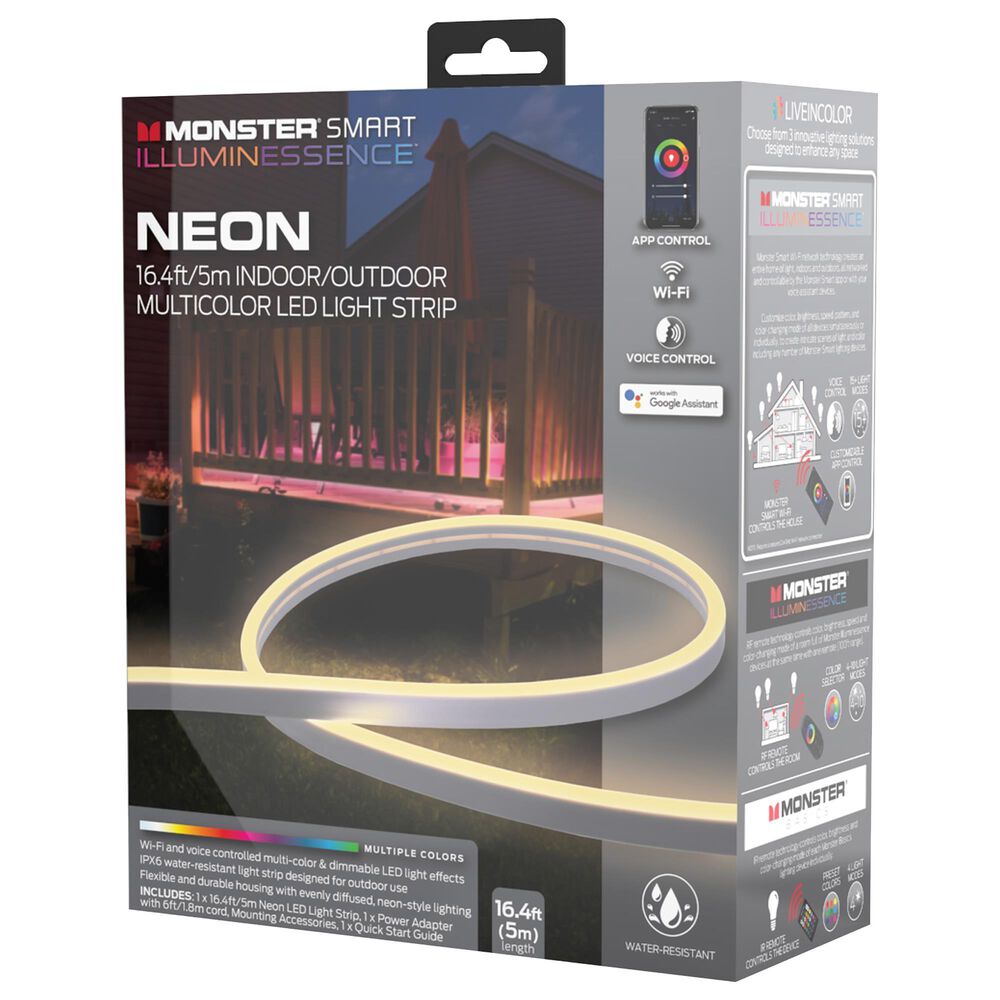 Monster Smart Illuminessence 16.4&#39; Smart Multicolor and Multi White Indoor/Outdoor LED Light Strip, , large