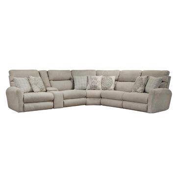 Catnapper McPherson 6-Piece Manual Reclining Curved Sectional in Tan, , large