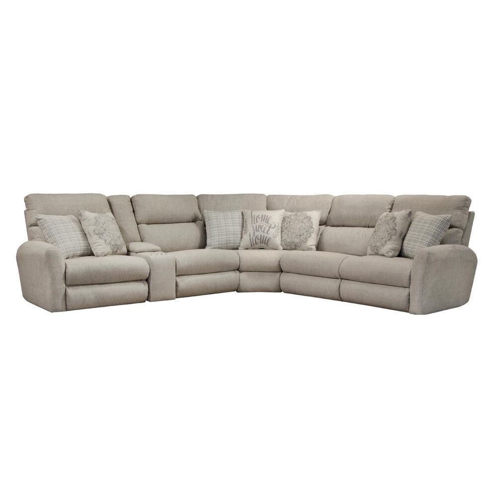 Catnapper McPherson 6-Piece Manual Reclining Curved Sectional in Tan, , large