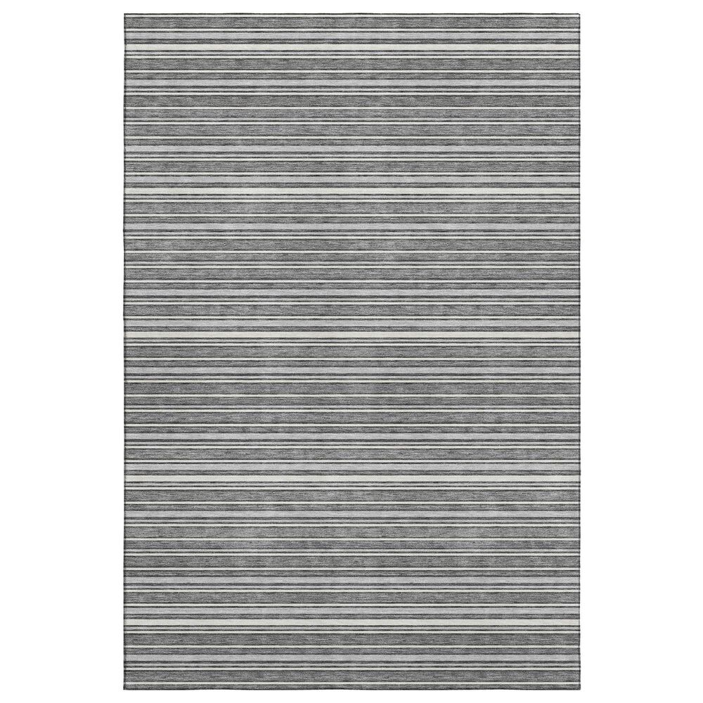 Dalyn Rug Company Soft Essentials Striped Gray 10" x 14" Indoor/Outdoor Area Rug, , large