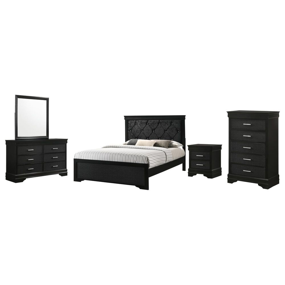 Crown Mark Amalia 5-Piece Full Bedroom Set in Black, , large