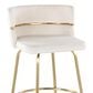 LumiSource Cinch 30" Swivel Barstool with Cream Upholstery in Gold (Set of 2), , large
