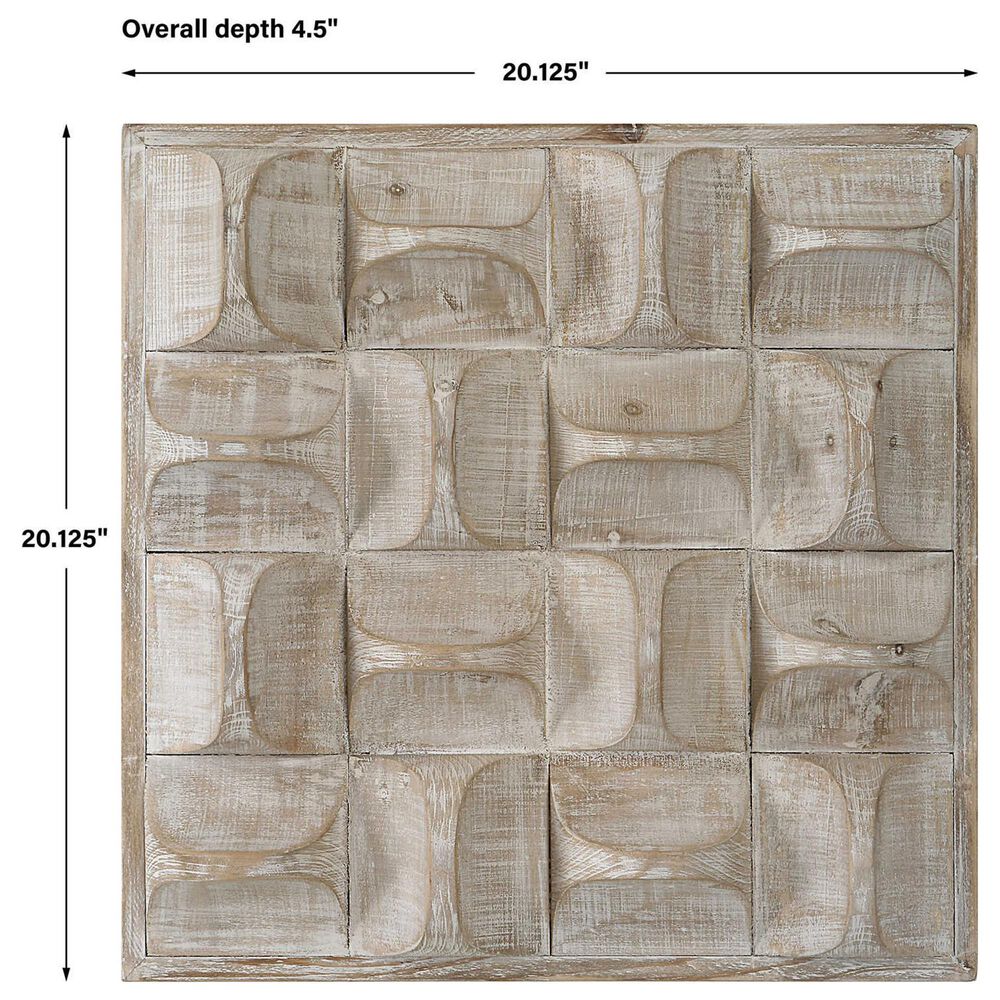 Uttermost Pickford 20&quot; x 20&quot; Wood Wall Decor in Natural Wash and Ivory, , large