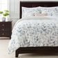Layered Leaf 3-Piece Queen Duvet Cover Set in Blue and Taupe, , large